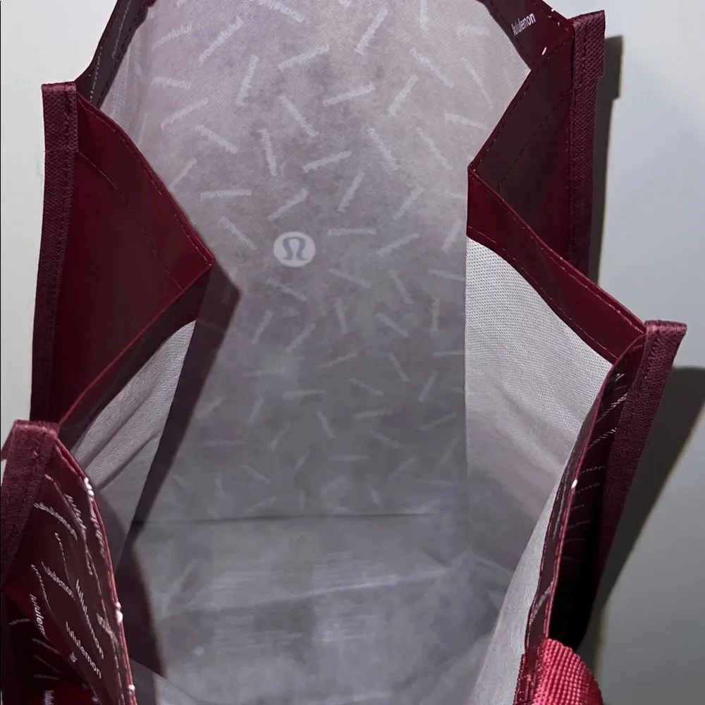 LULULEMON ATHLETICA Maroon and White Reusable Large Tote Bag